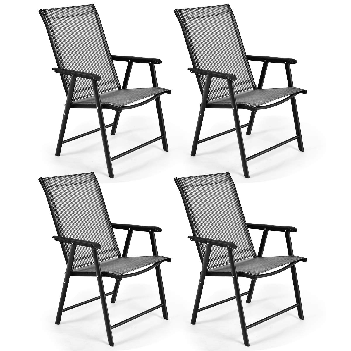 S Afstar Folding Chairs For Outside, Outdoor Patio Chairs Set Of 4, Patio Dining Chairs With Armrests, Foldable Outdoor Chairs For Lawn Deck Backyard Porch, Folding Outdoor Chairs For Adults, 4 Pack