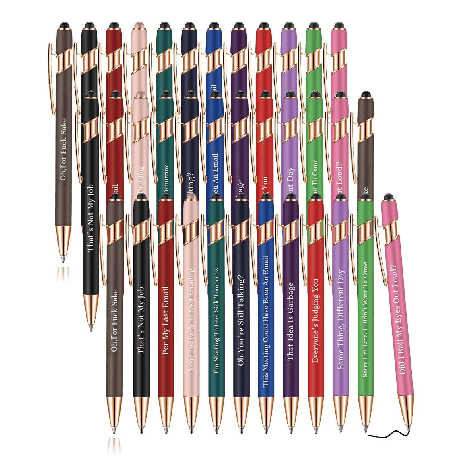 Snarky Funny Office Pens,36 Pcs Negative Sarcastic Hilarious Quotes Work Ballpoint Pens With Stylus Tip For Colleague Co-Workers