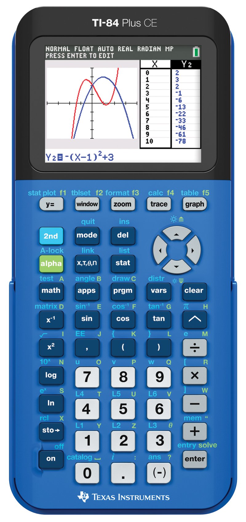 Texas Instruments Ti-84 Plus Ce Color Graphing Calculator, Bionic Blue Small