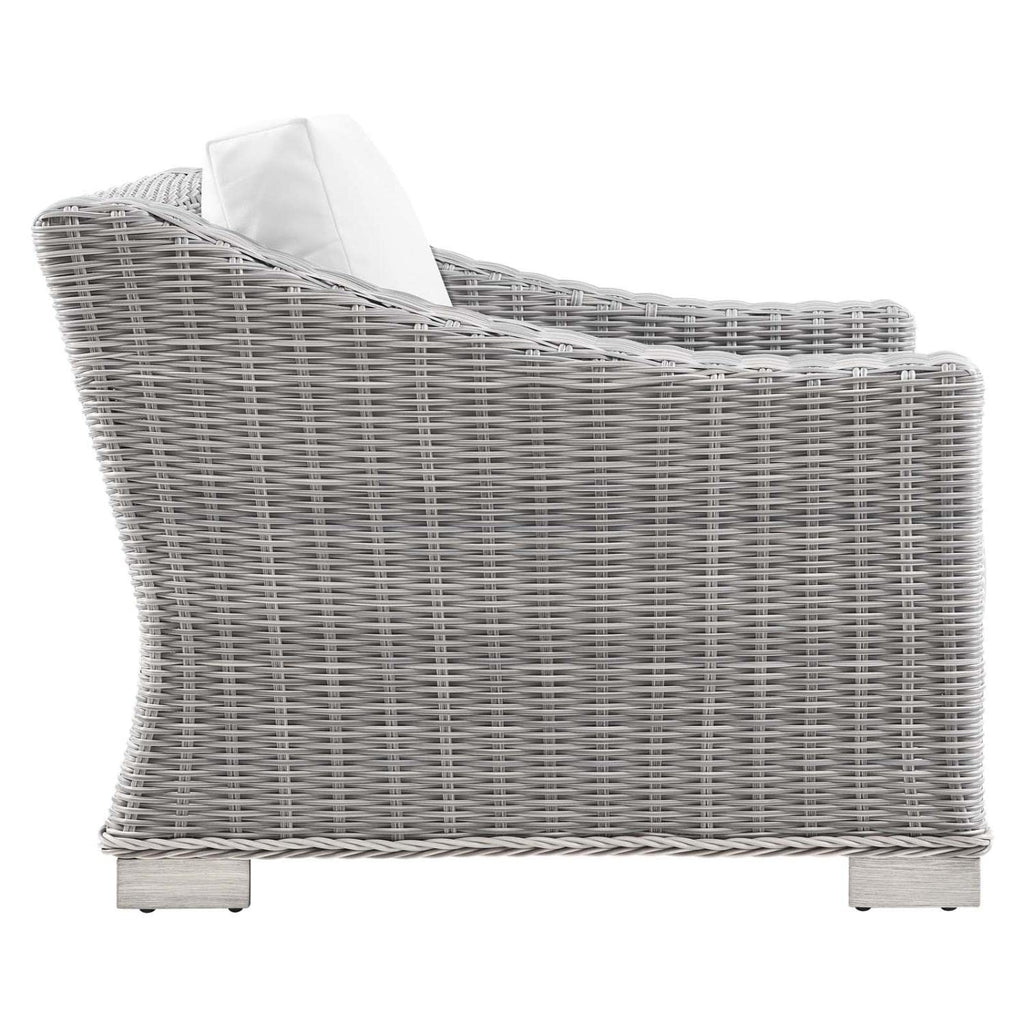 Conway Outdoor Patio Wicker Rattan Armchair in Light Gray White