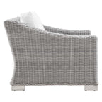 Conway Outdoor Patio Wicker Rattan Armchair in Light Gray White