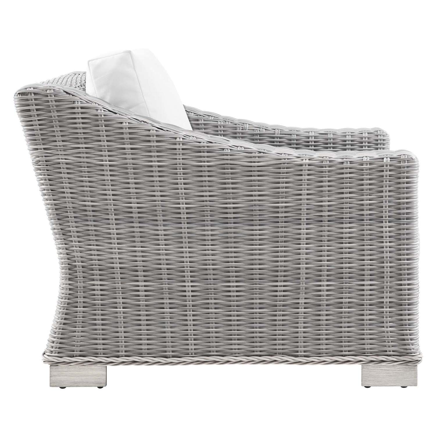 Conway Outdoor Patio Wicker Rattan Armchair in Light Gray White