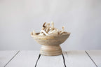 Creative Co-Op Df2440 Ridged Mango Wood Footed Bowl, Brown, 5 Quarts, Large