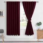 Hiasan Back Tab Blackout Curtains 2 Panels, Rod Pocket Christmas Curtains for Bedroom, Room Darkening Curtains for Living Room, 