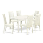 East West Furniture CAIP7-LWH-W 7 Piece Modern Dining Table Set Consist of a Rectangle Wooden Table and 6 Dining Room Chairs, 36x60 Inch, Linen White