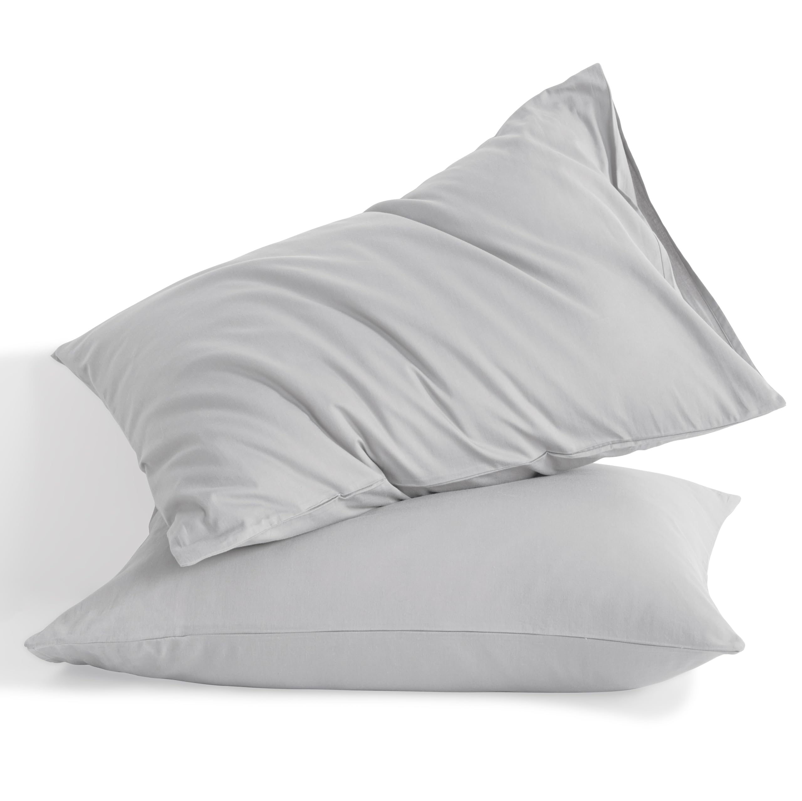 Ntbay King Cotton Pillowcases - Envelope Closure 20X36 Pillowcases Set Of 2, Breathable And Soft Bed Pillow Cases, Light Grey