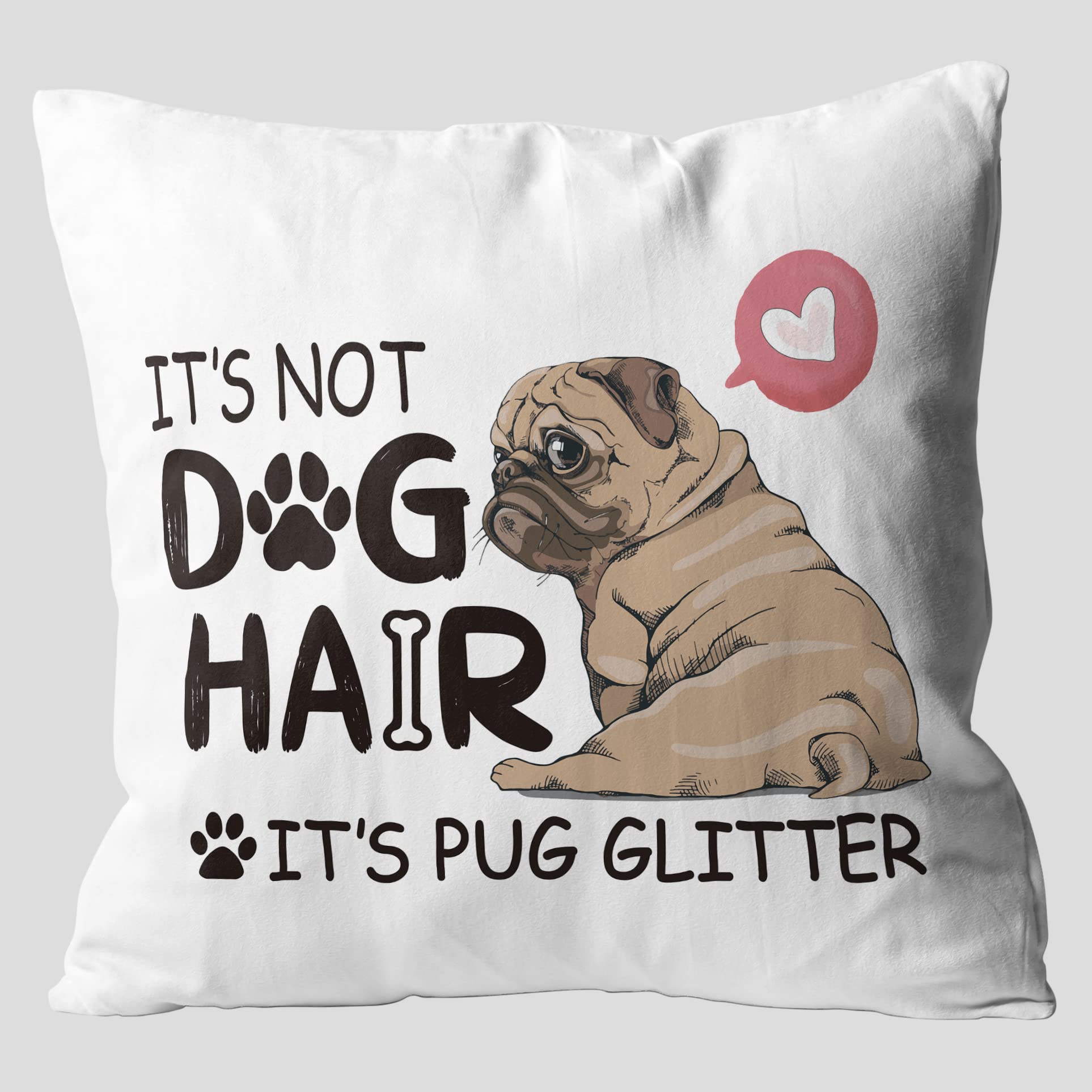 Grace Yonks Its Not Dog Hair Its Pug Glitter Throw Pillow Covers, Painting Pug Gifts For Dog Lover,18 X 18 Inch Decorative Flann