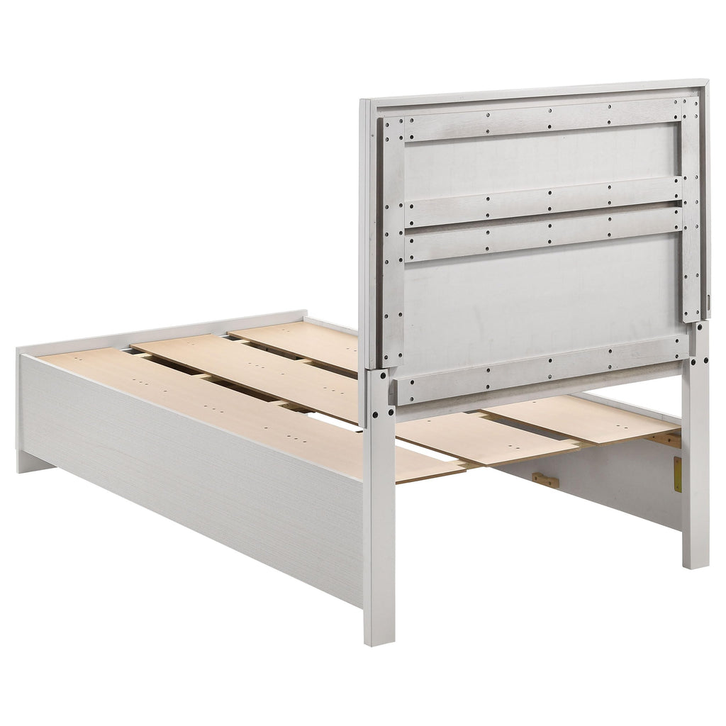 Coaster Home Furnishings Miranda Contemporary 4-Piece Bedroom Set Twin Size Storage Panel Bed Frame 50-inch Headboard White 205111T-S4