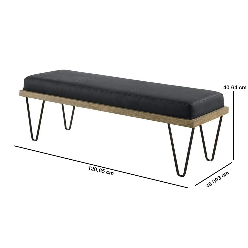 Upholstered Bench with Hairpin Legs Black