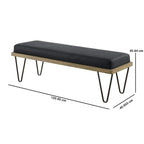 Upholstered Bench with Hairpin Legs Black