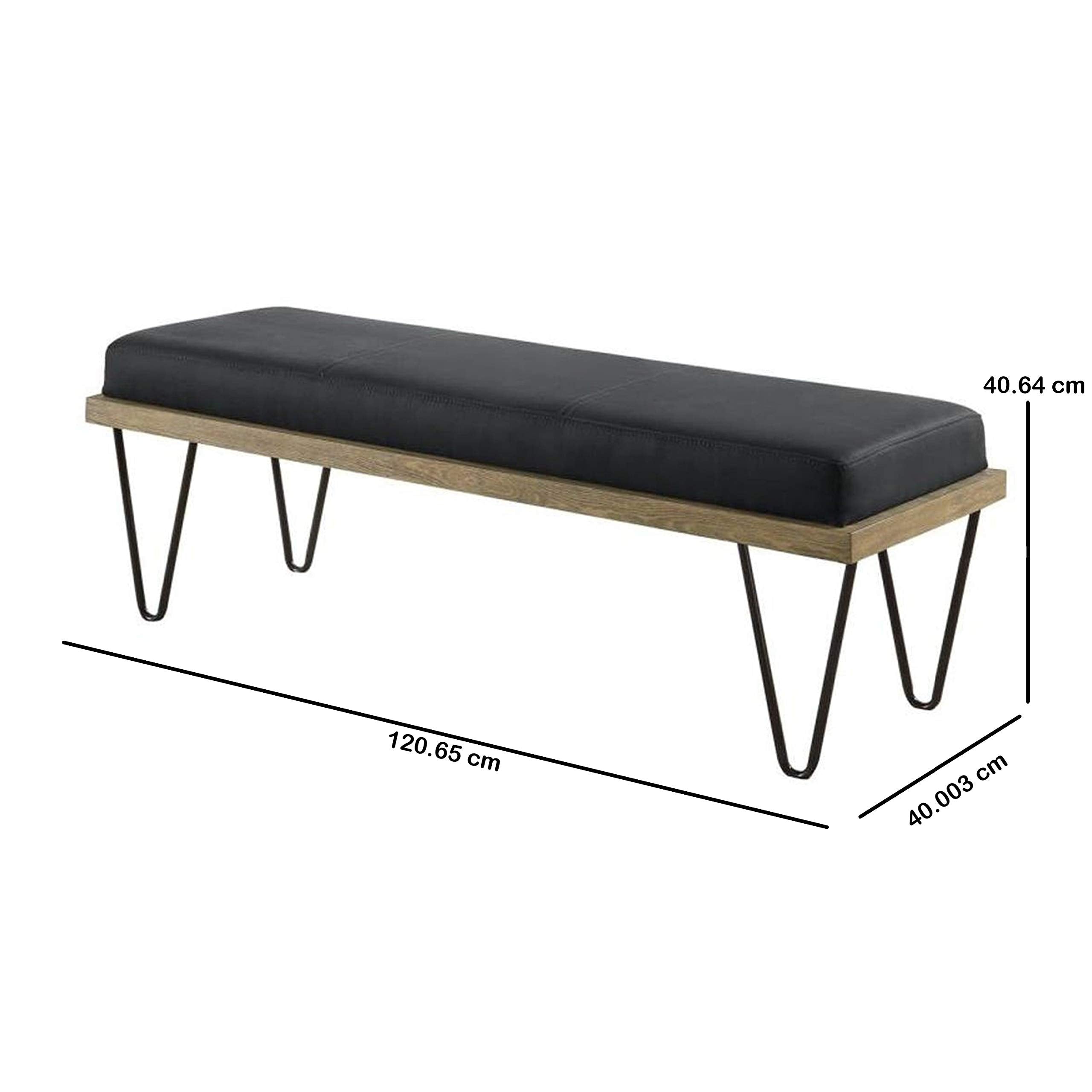 Upholstered Bench with Hairpin Legs Black