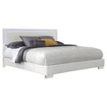 Coaster Home Furnishings Felicity Contemporary Leatherette Upholstered California King Size LED Panel Bed Frame 49-inch Headboard White High Gloss 203500KW