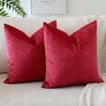 Otostar Pack Of 2 Velvet Soft Decorative Throw Pillow Covers 18 X 18 Inch Solid Square Cushion Case Couch Home Decor Pillow Covers For Sofa Bedroom Living Room (Red)