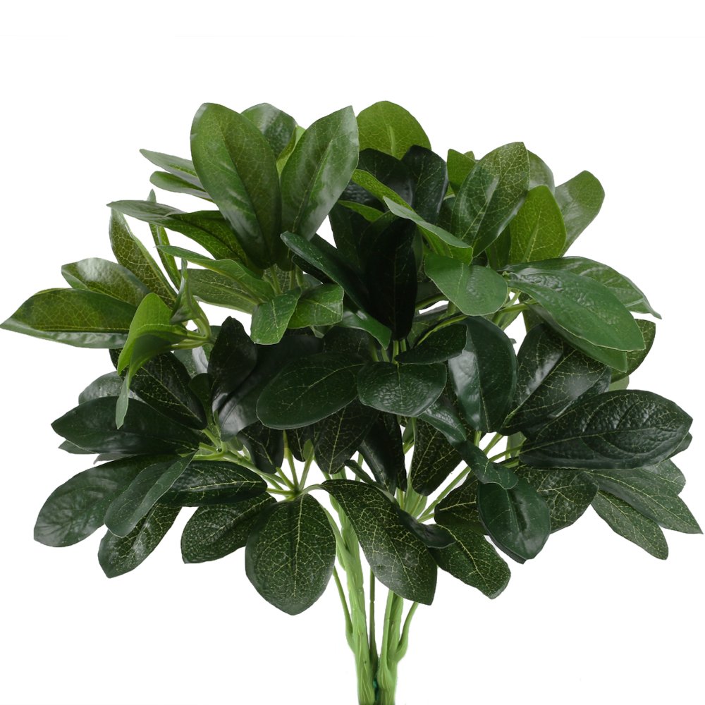 GTIDEA Artificial Shrubs Plants Fake Silk Schefflera Bushes Real Touch Faux Greenery Leaf Arrangements Indoor Outdoor Garden Off