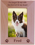 No longer by my side but forever in my heart - Custom Engraved Wood Dog Picture Frame Holds 4x6 Inch Photo - Add your dogs name 