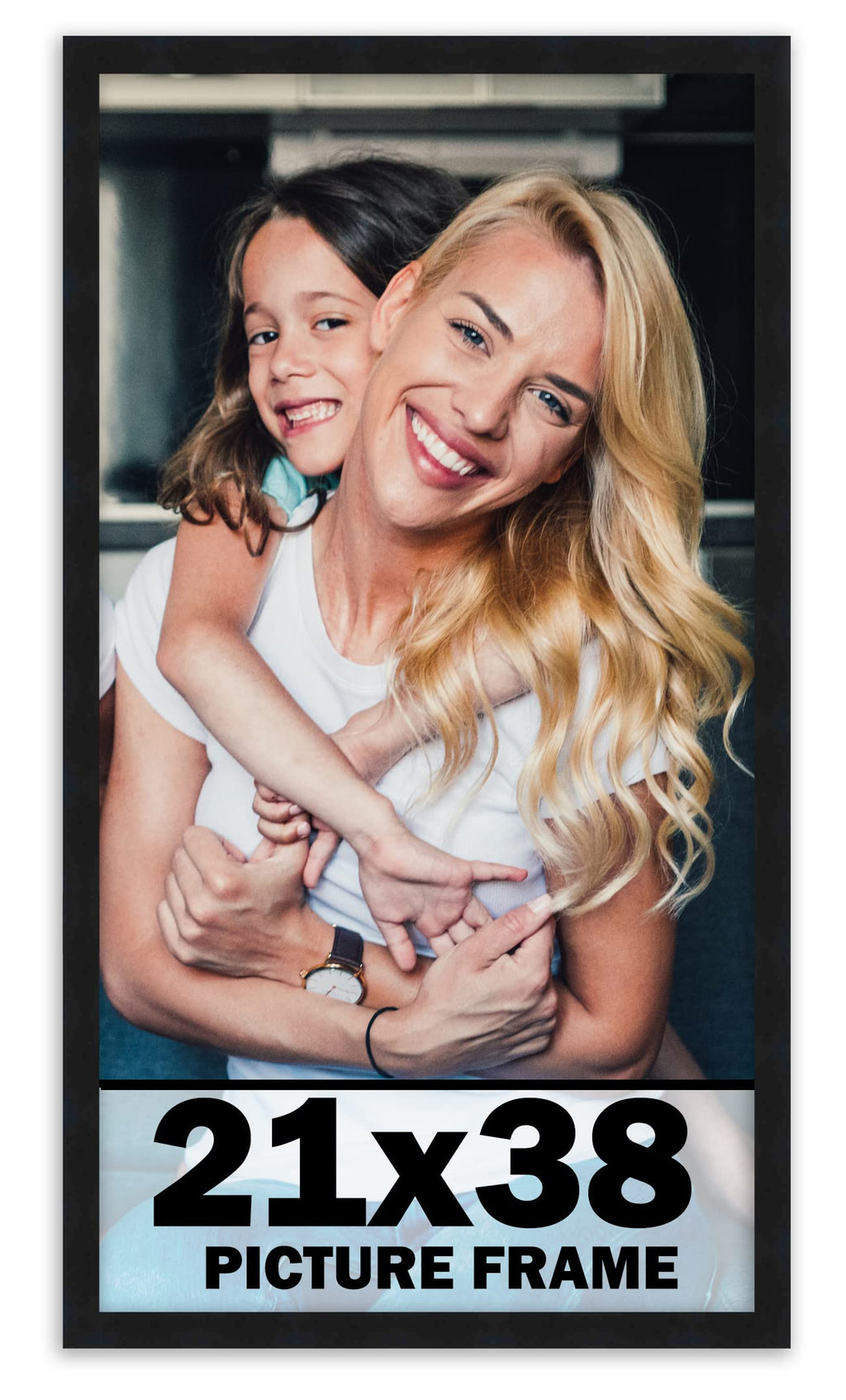 21x38 Frame Black Picture Frame - Complete Modern Photo Frame Includes UV Acrylic Shatter Guard Front, Acid Free Foam Backing Bo