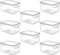Clear Plastic Stackable Storage Bins with Lids, Pantry Organizers and Storage Containers Fridge Organizer Bins Kitchen Cabinet O