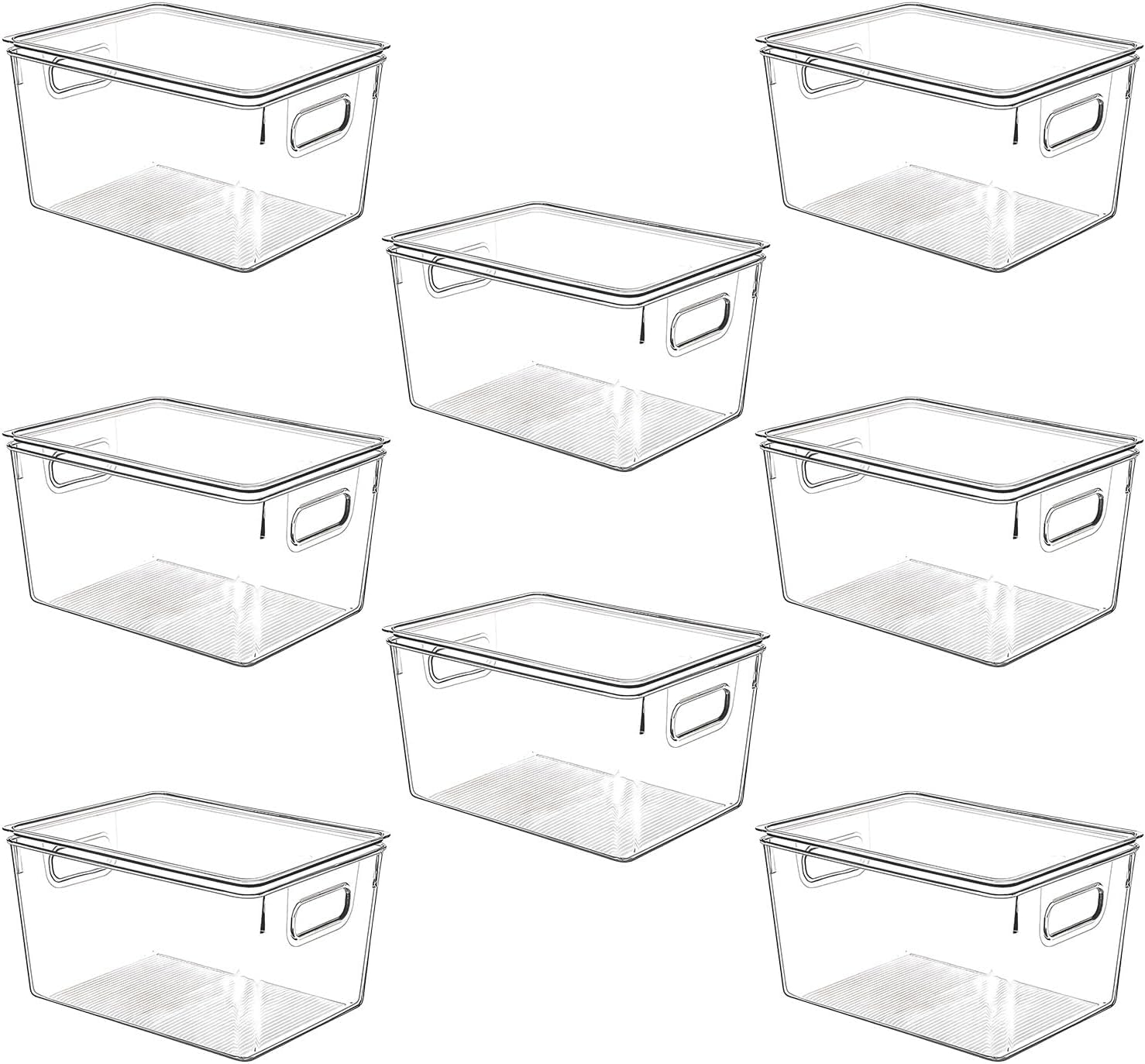 Clear Plastic Stackable Storage Bins with Lids, Pantry Organizers and Storage Containers Fridge Organizer Bins Kitchen Cabinet O
