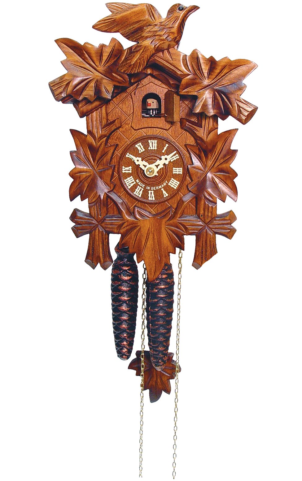 Alexander Taron Importer 522-1 Engstler Weight-Driven Cuckoo Clock-Full Size-9.25" H X 6.75" W X 6" D, Brown