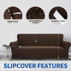 Znsayotx 1 Piece Jacquard Couch Covers For 3 Cushion Couch High Stretch Sofa Cover For Pets Dogs Anti Slip Extra Large Sofa Slipcovers Furniture Protector (Xl Sofa, Dark Coffee)