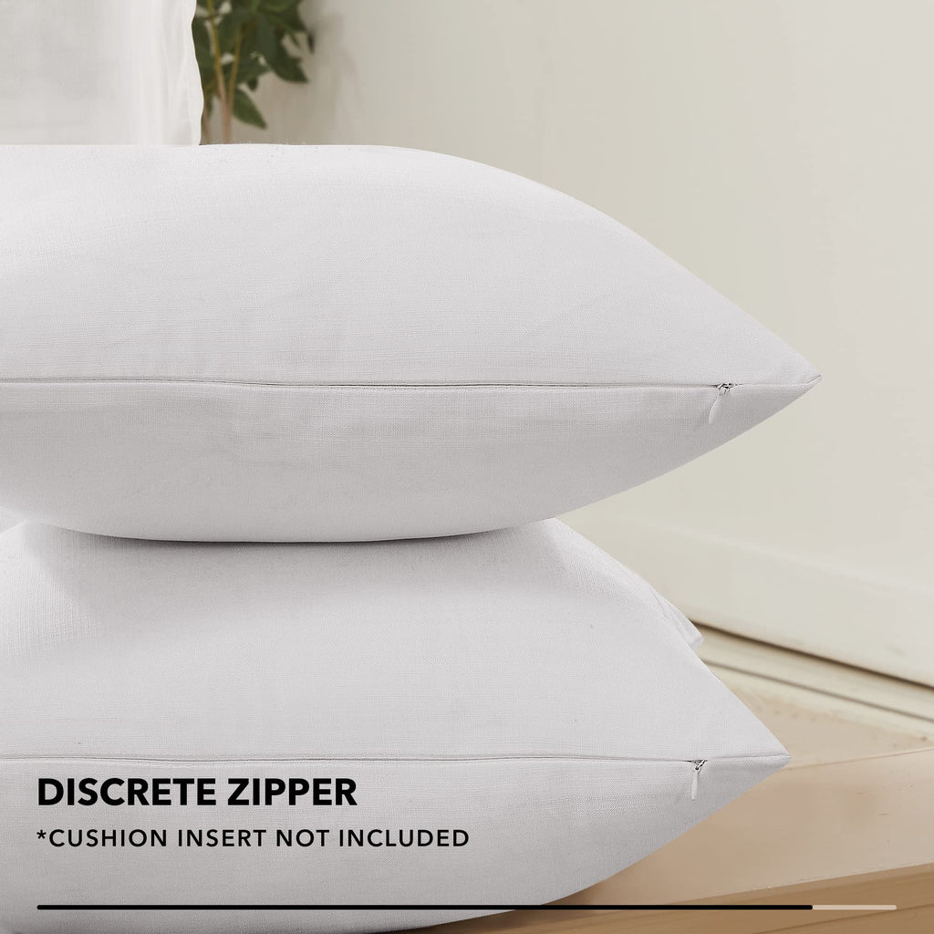 Deconovo 4 Pcs White Blank Cushion Covers For Sublimation, Faux Linen Pillow Covers With Invisible Zipper, Soft Pillow Covers Fo