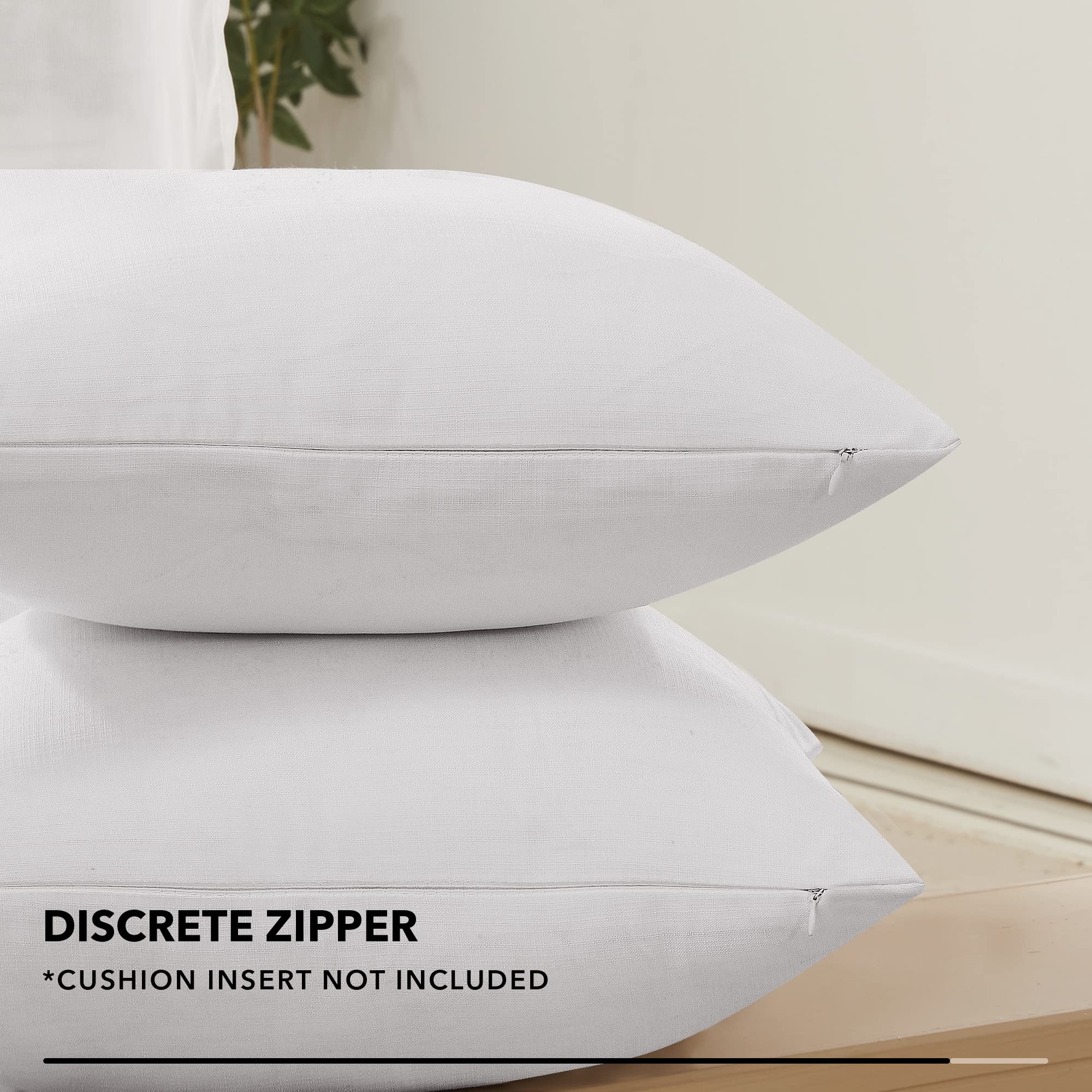 Deconovo 4 Pcs White Blank Cushion Covers For Sublimation, Faux Linen Pillow Covers With Invisible Zipper, Soft Pillow Covers Fo