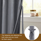 Dwcn Grey Velvet Curtains - Thick Grommet Tieable Window Treatments Blackout Thermal Insulated Room Darkening Privacy Protect Dr