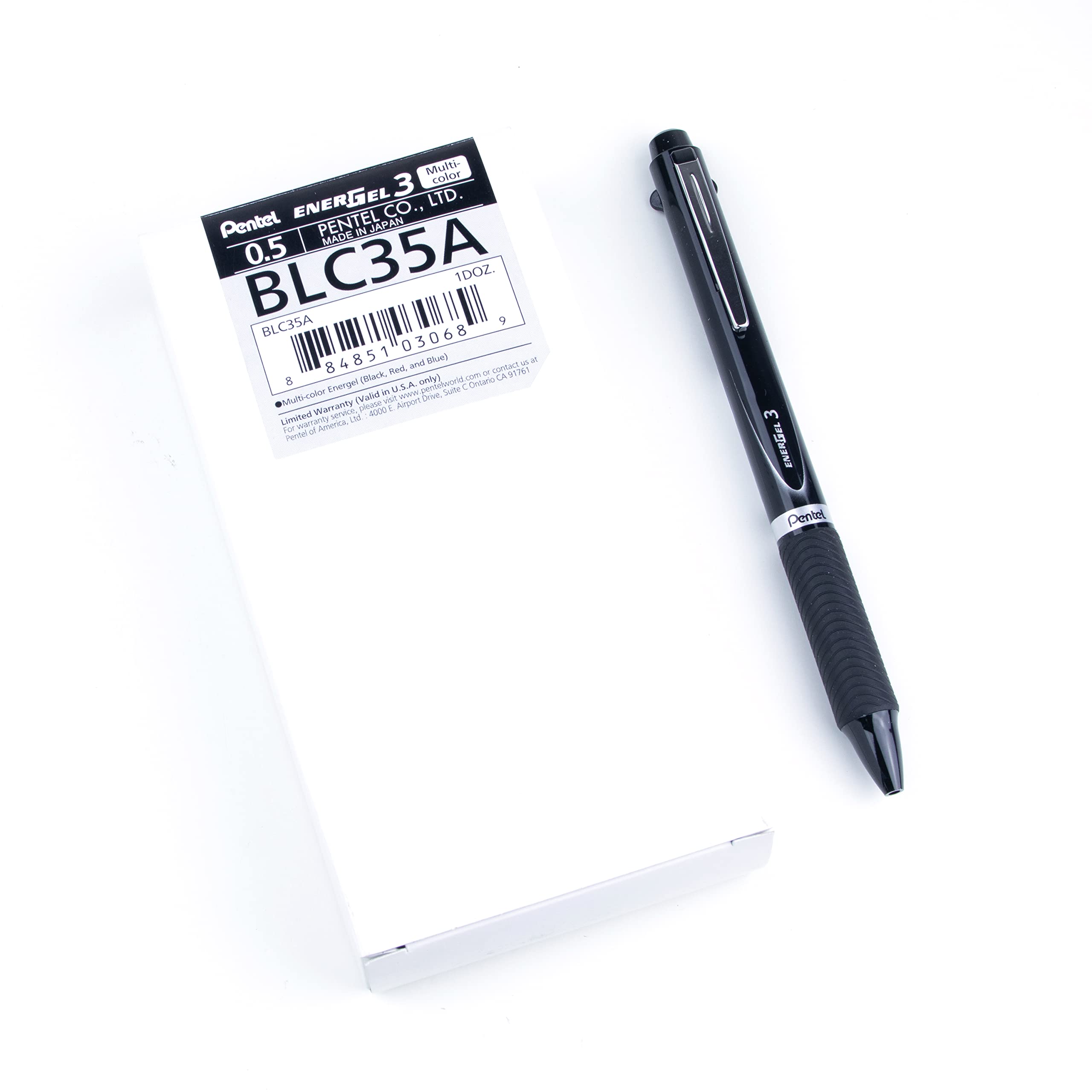 Pentel Energel 3 Multi-Function, 3-Ink Gel Pen, (0.5Mm) Fine Line, Black Barrel - Blc35A