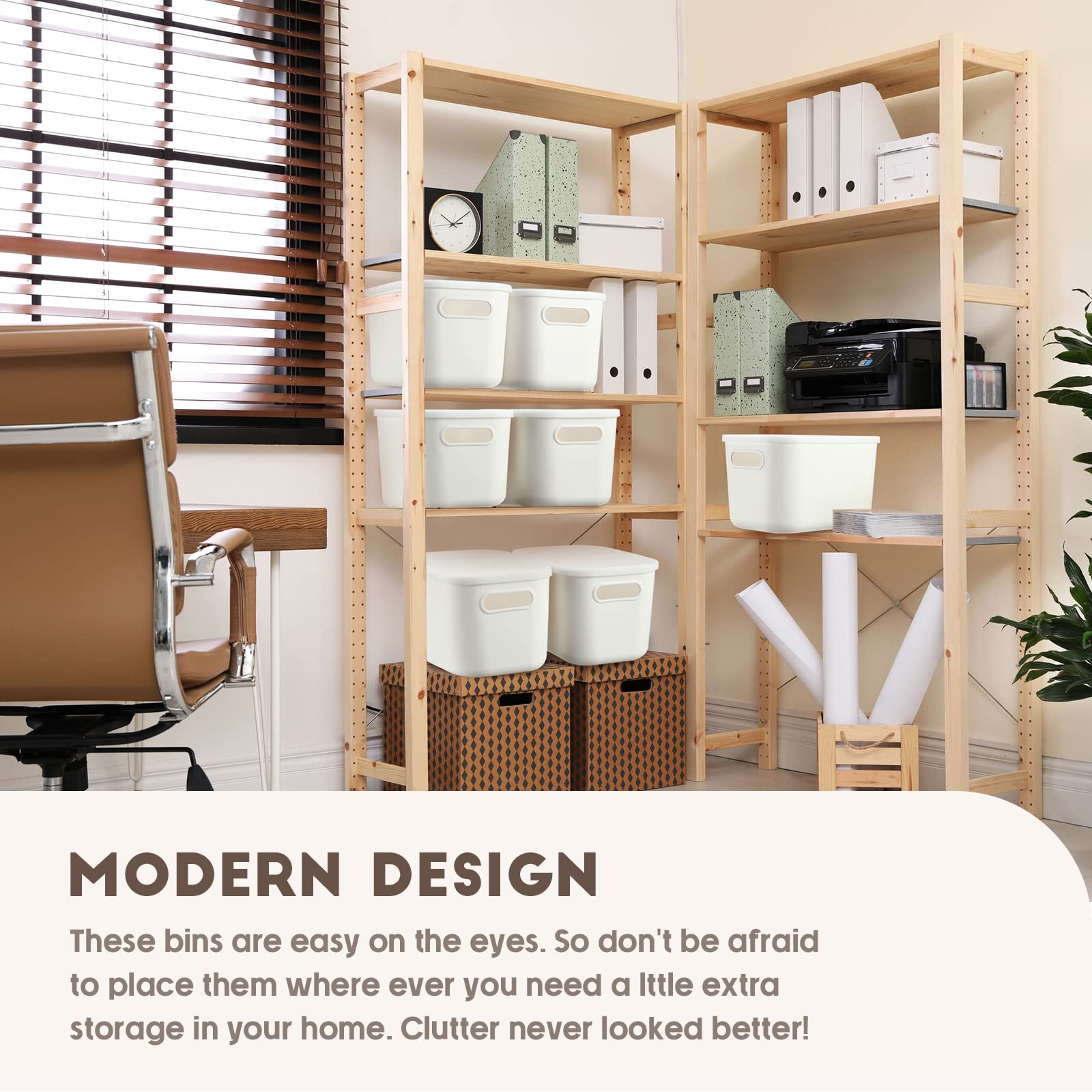 Tuanse 8 Pieces Plastic Storage Bins With Lids White Storage Box With Handle Stackable Containers With Lids For Organizing White