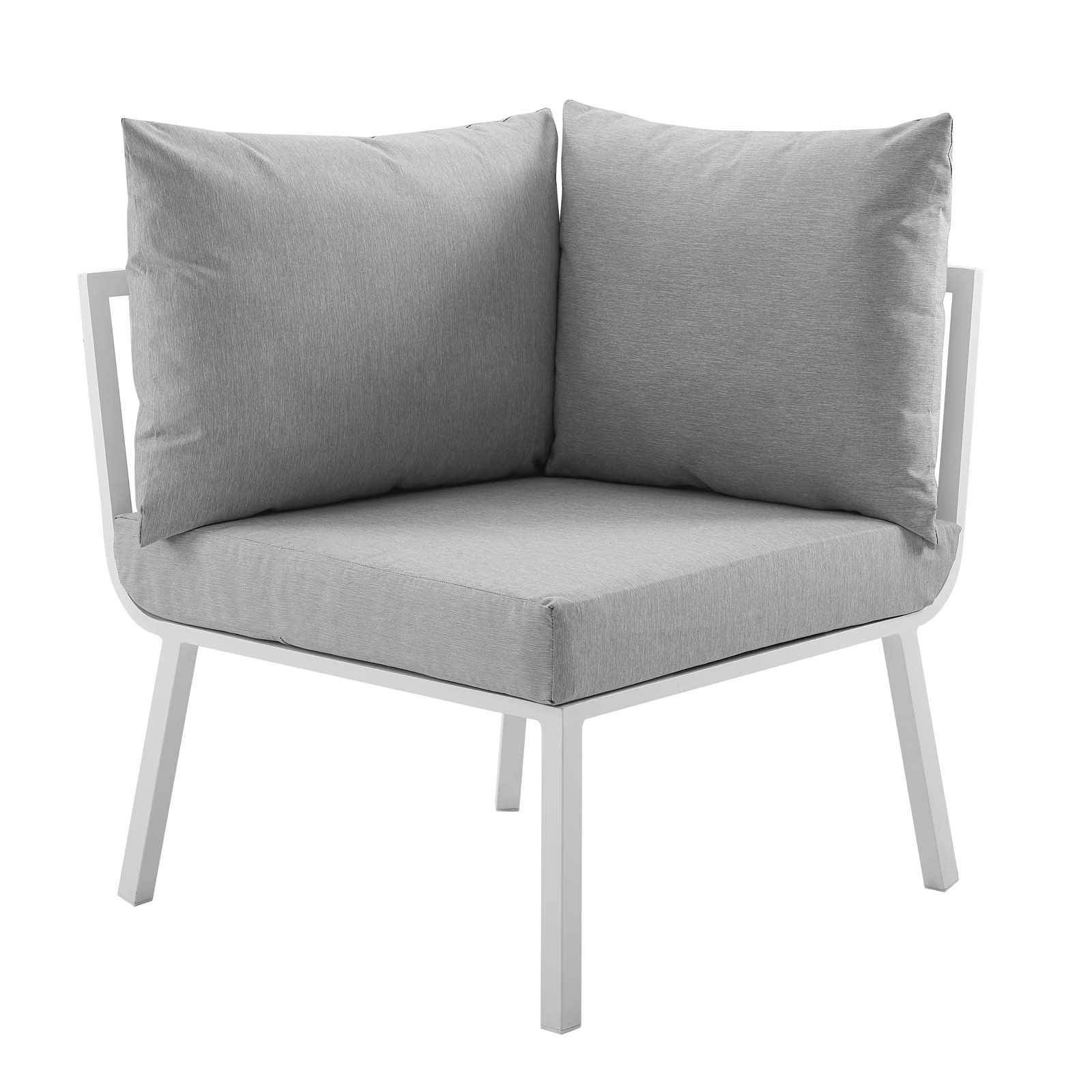 Modway Riverside Outdoor Patio Aluminum Sectional Set, 59" L X 85. 5" W X 28" H, White Gray