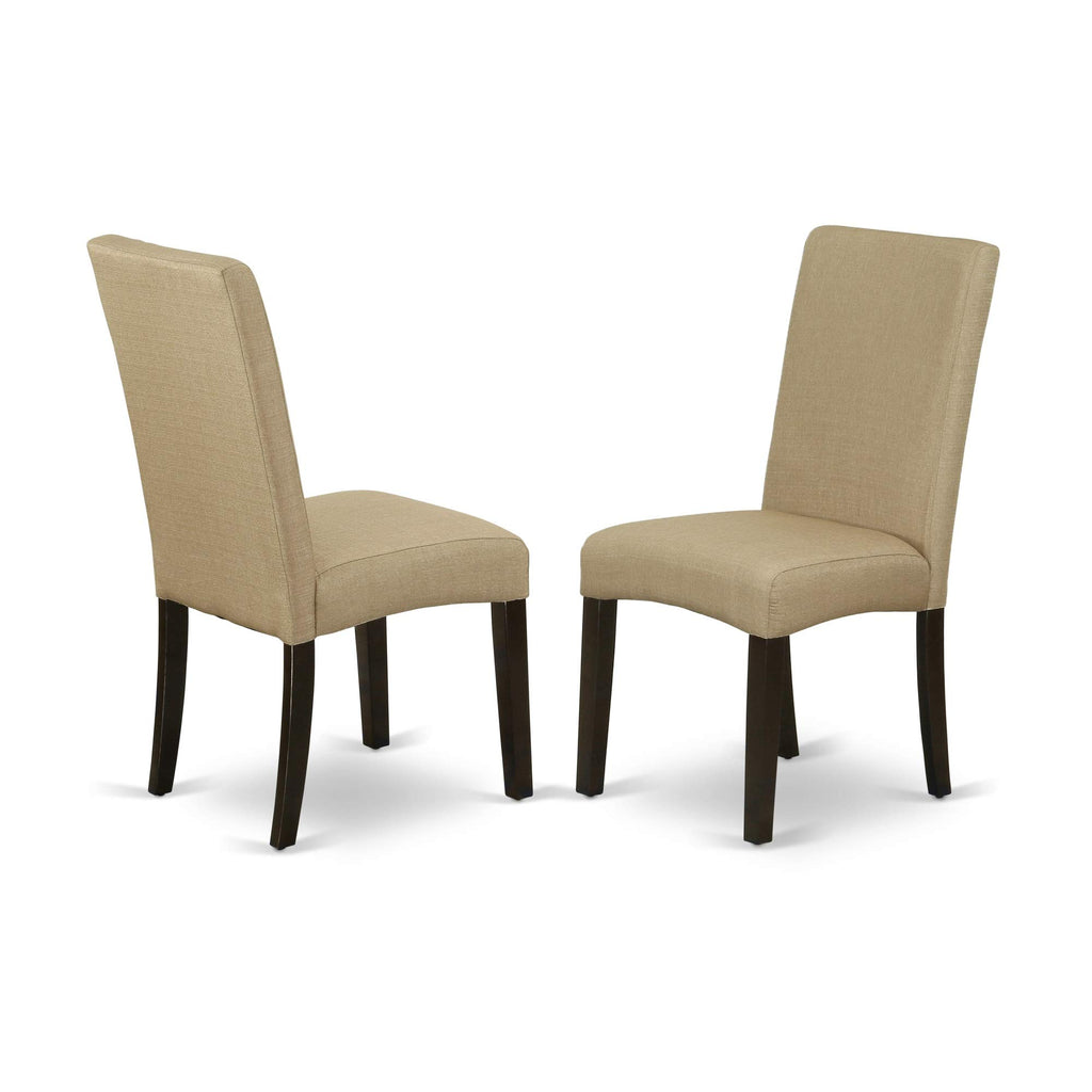 East West Furniture Lydr5-Cap-03 5 Piece Dining Table Set For 4 Includes A Rectangle Kitchen Table With Butterfly Leaf And 4 Brown Linen Fabric Upholstered Chairs, 36X66 Inch, Cappuccino