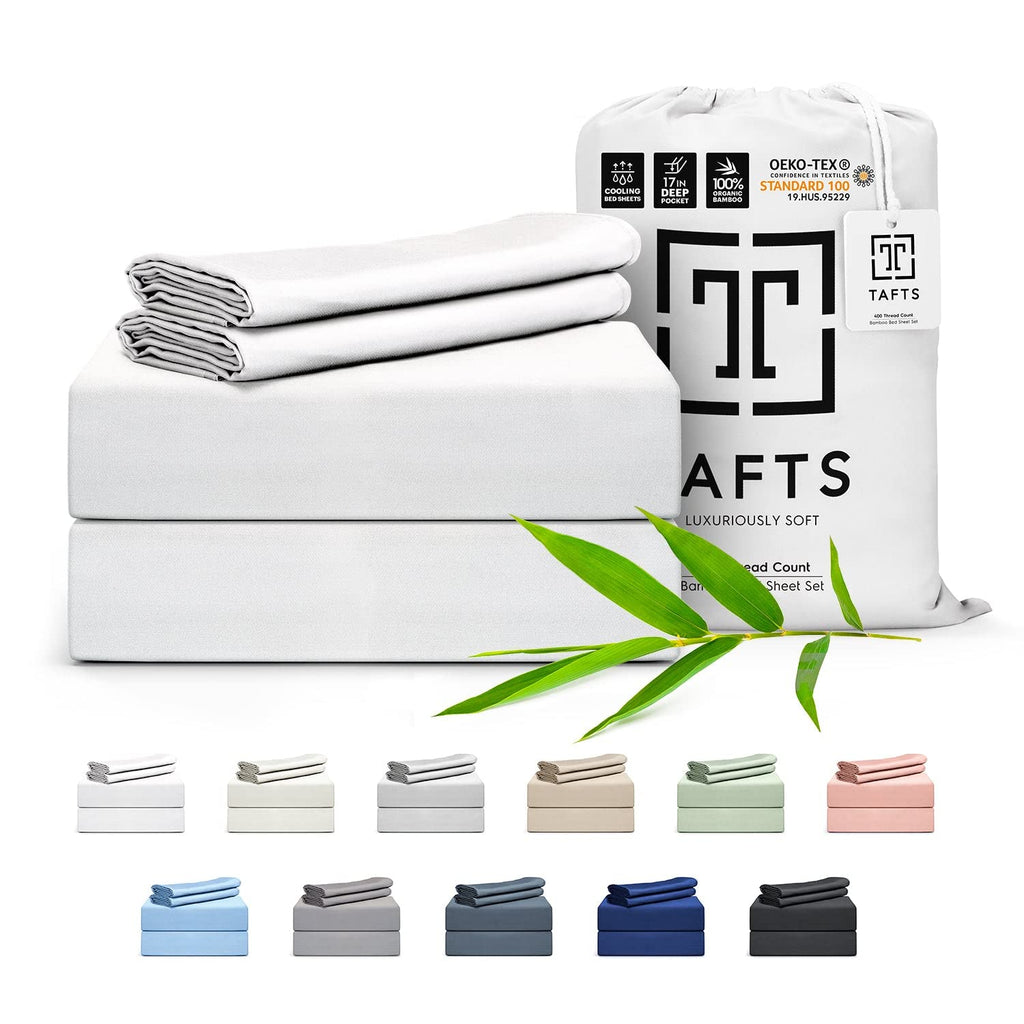 Tafts Bamboo Sheets Full Size Bed Sheets 5 Piece Set, Pure 100% Organic Bamboo, 17” Deep Pockets - Luxuriously Soft, Silky Smooth, Cooling, Double Stitched, Lifetime Quality Guarantee (Aqua)