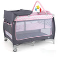 BABY JOY 4 in 1 Pack and Play, Portable Baby Playard with Bassinet, Side Zipper Door, Changing Table, Indoor Outdoor Travel Nurs