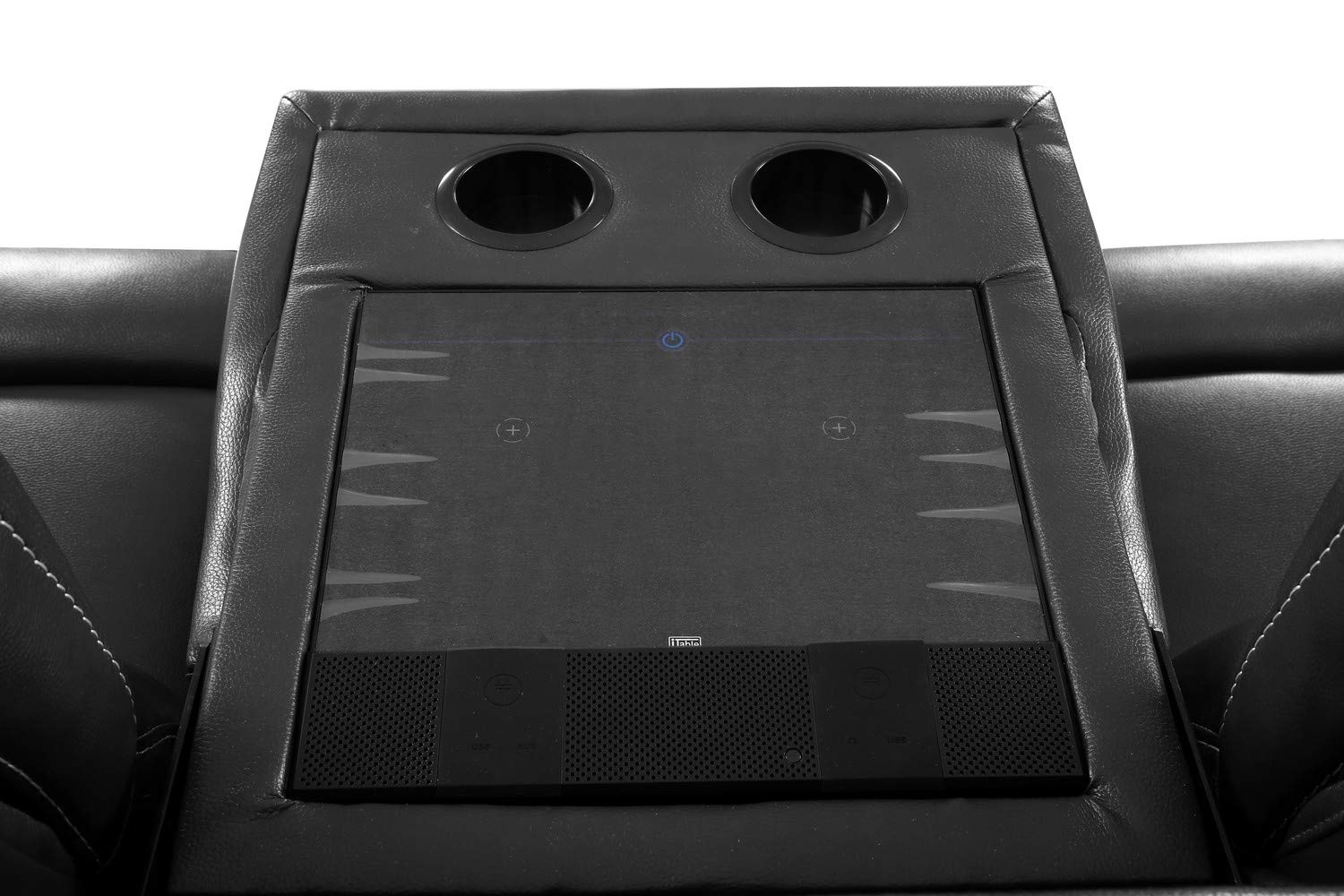 HomeRoots Leather Upholstery/Solid Wood Frame 89&quot; X 40&quot; X 41&quot; Gray Power Reclining Sofa