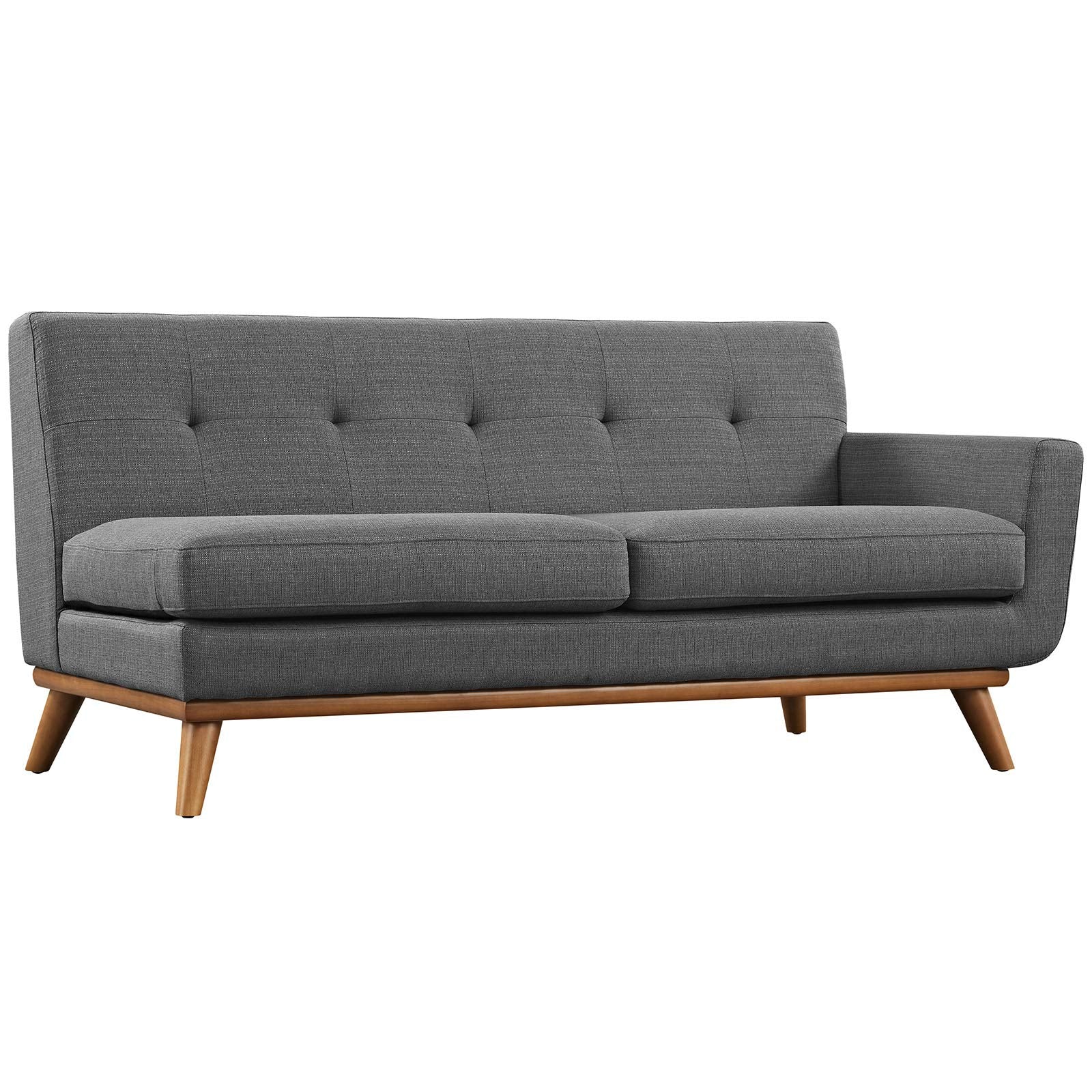 Modway Engage Right Arm Loveseat In Mid-Century Modern Upholstered Fabric Gray