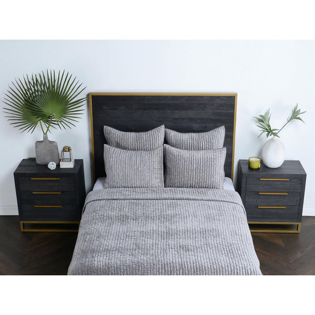 Kosas Home Dimitry 20X36 Rayon Velvet And Solid Cotton King Sham In Gray