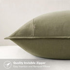 Miulee Linen Pillow Covers 20X20 Inch Light Olive Green ?Decorative Boho Farmhouse? ?Neutral Throw Pillows Pack Of 2 Soft Accent Couch Pillowcases Spring Modern Home Decor Sofa Cushion Livingroom Bed