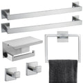 Brushed Nickel Bathroom Towel Bar Set Bathroom Accessories Hardware Set Including Double Towel Bar Towel Ring Coat Hook and Toil