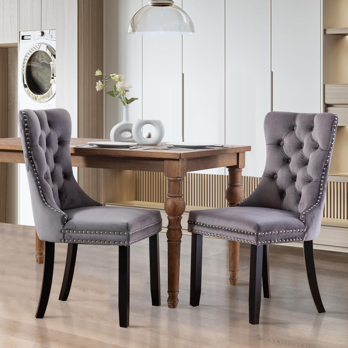 Soarflash Velvet Dining Chairs Set Of 2, Tall Back Side Chair, Modern Upholstered High-End Tufted Side Chair With Button Back Ri