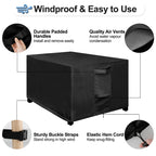 Outdoorlines Outdoor Waterproof Patio Ottoman Covers - Rectangle Uv-Proof Patio Side Table Cover Windproof Heavy-Duty Furniture Covering Protector 28L X 22W X 17H Inch, Black