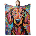 Alifafa Dachshund Blanket, Dachshund Gifts For Women, Cute Brown Dachshund Dog Splash Colorful Blanket, Unique Dachshund Lovers