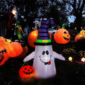 VIVOHOME 5FT Halloween Inflatable Yard Decor, White Ghost with Pumpkin, Outdoor Blow Up with Built-in LED Light for Lawn, Garden