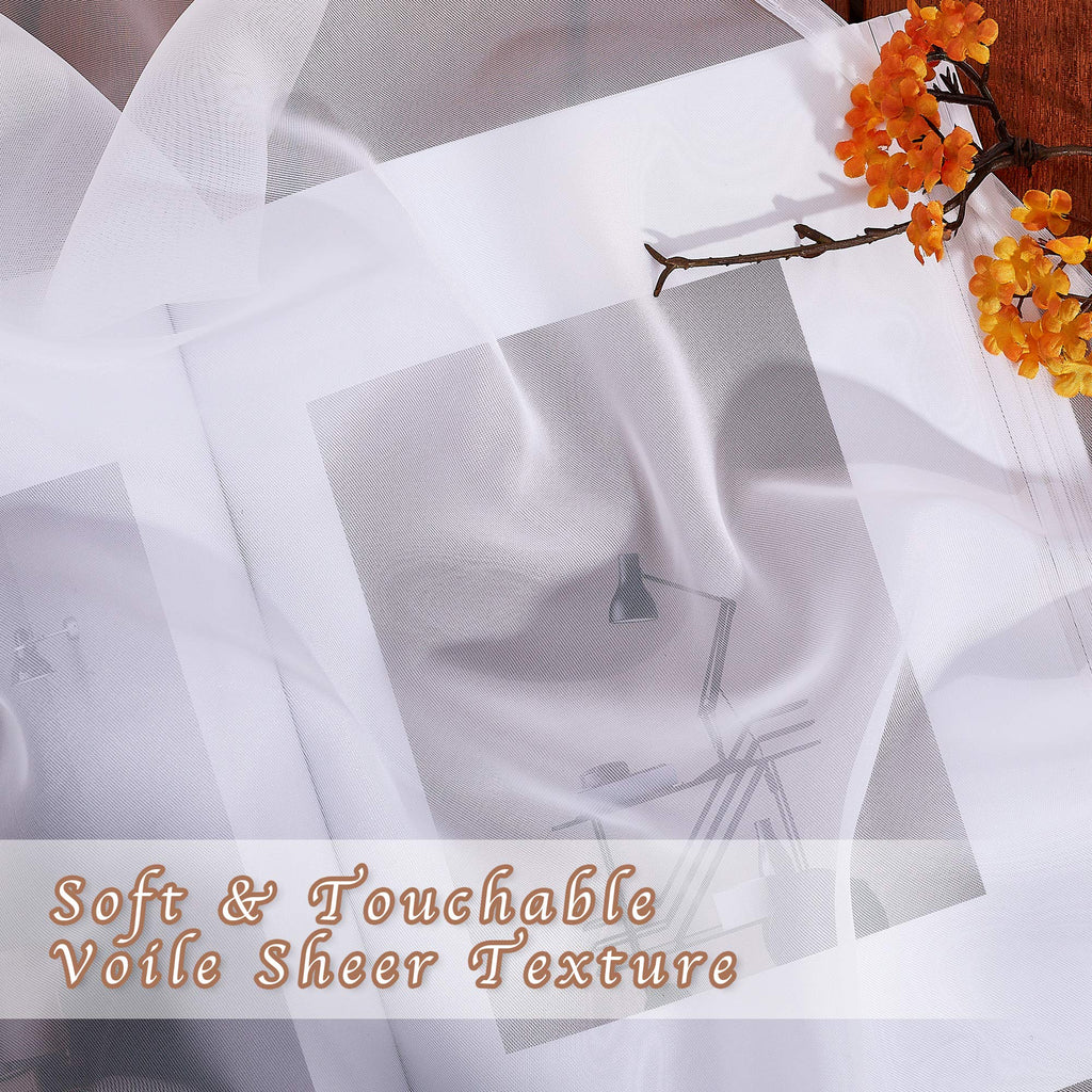 Nicetown Sheer Small Curtains 48 Inch Length 2 Panels, Grommet Short Curtains Voile Textured Soft And Lightweight Window Treatme