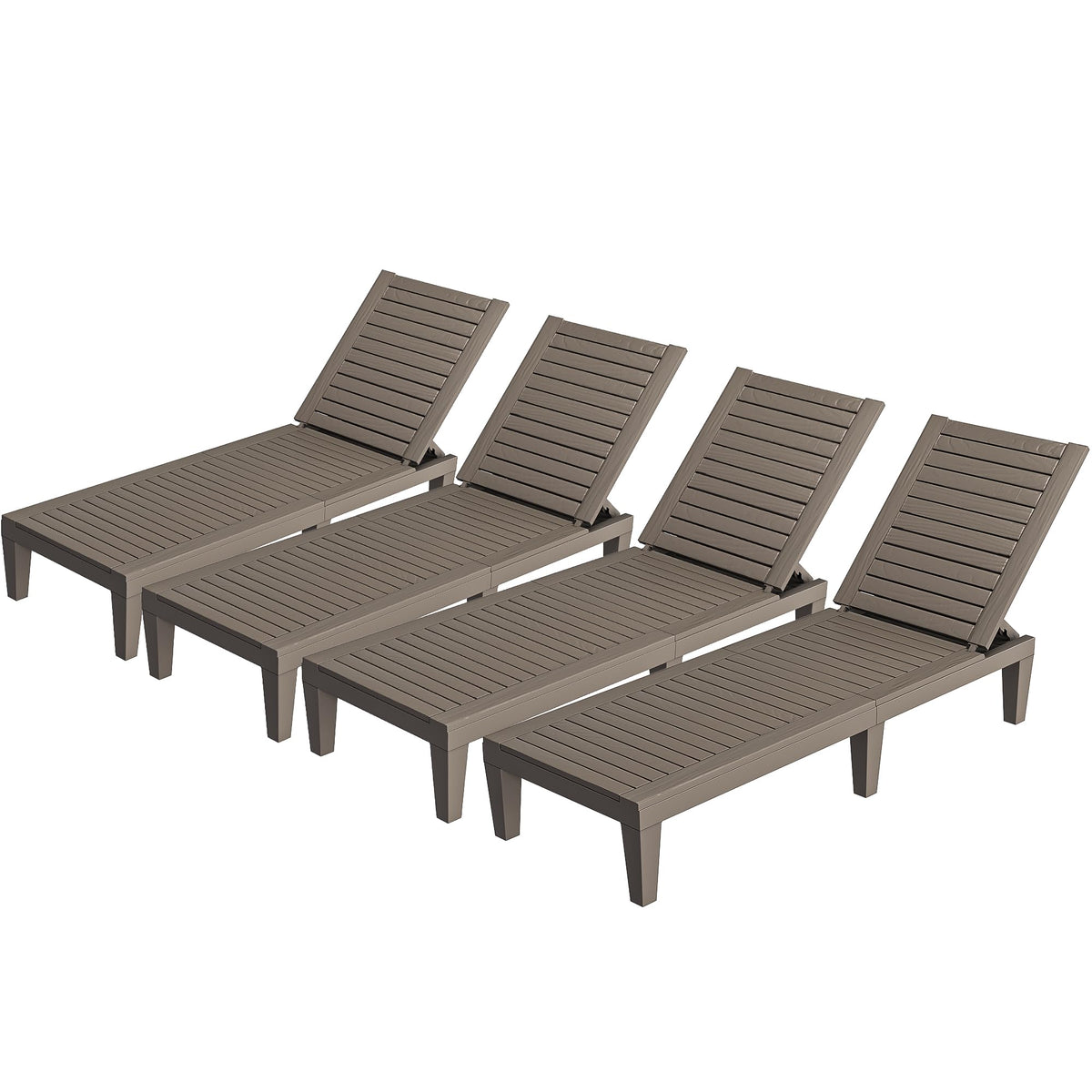 Yitahome Patio Chaise Lounge Set Of 4, Adjustable Outdoor Chaise Lounge With 265Lbs Weight Capacity For Backyard, Poolside, Lawn, Waterproof & Easy Assembly (Taupe)