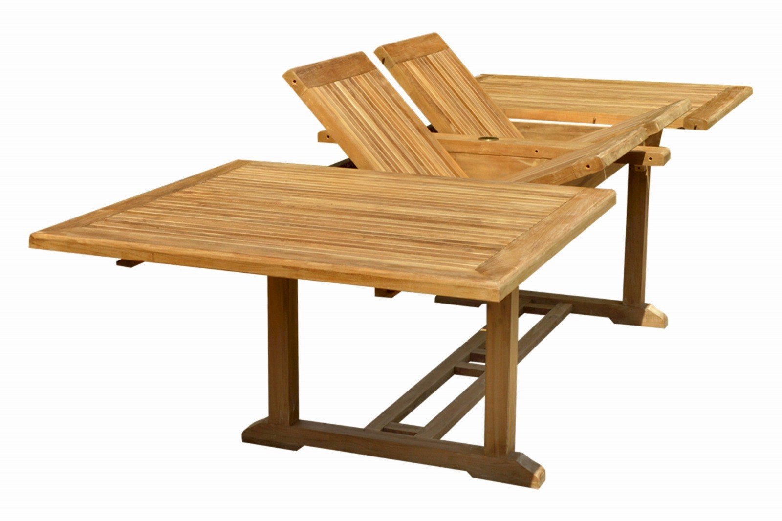 Anderson Teak Valencia Rectangular Table with Double Extension, 117-Inch,Golden Light Teak,TBX-117RD