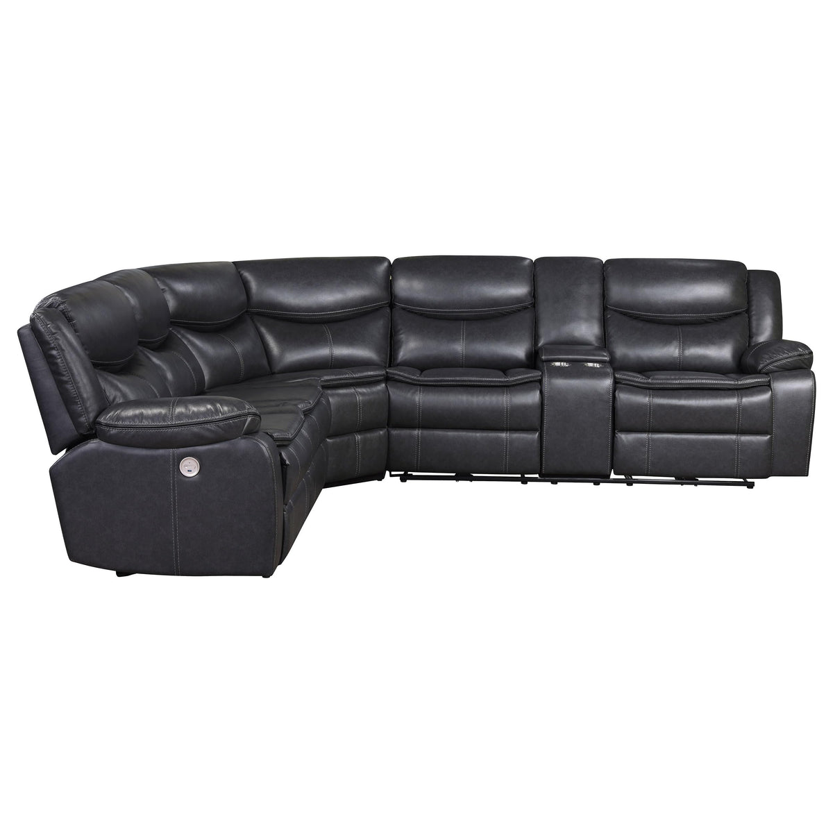 Coaster Home Furnishings Sycamore Upholstered Power Reclining Sectional Sofa Dark Grey