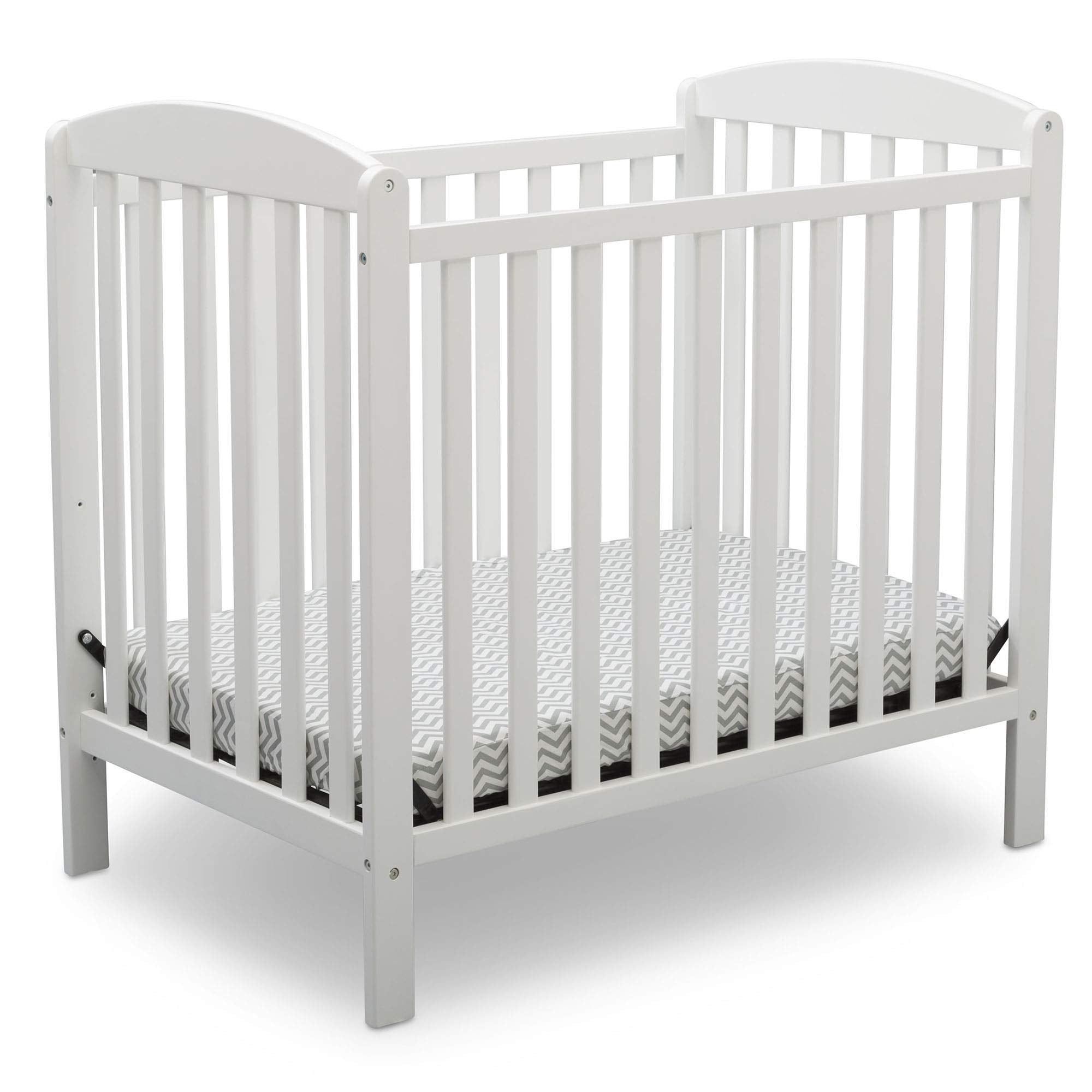 Delta Children Emery Mini Convertible Baby Crib With 2.75-Inch Mattress, Bianca White