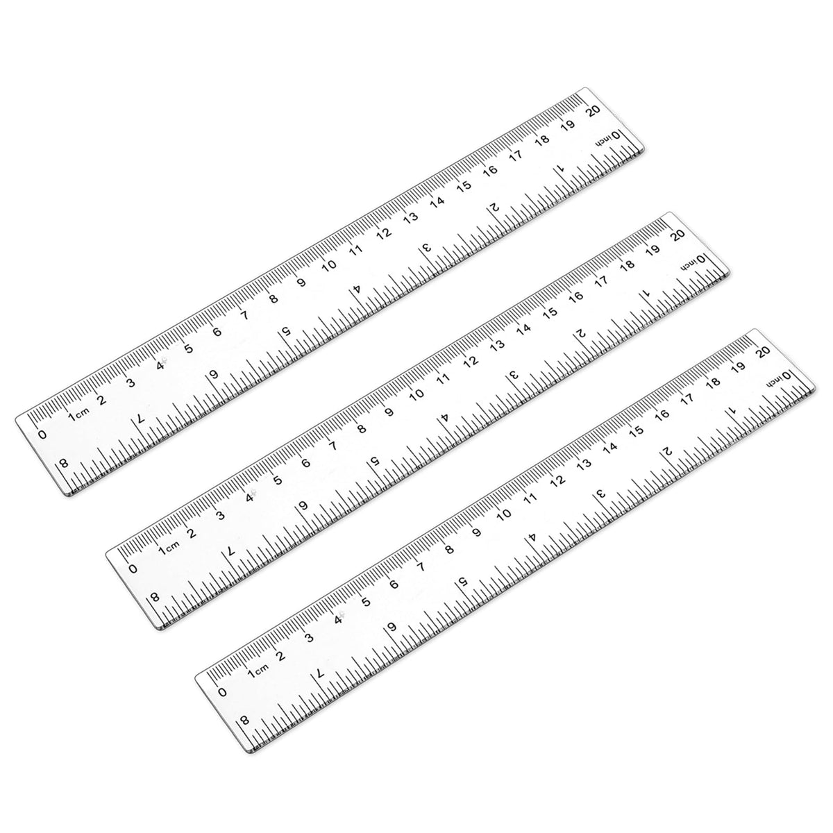 3 Pack 8 Inch Ruler Set Plastic Straight Ruler Transparent Measuring Tool Acrylic Clear Ruler For School Office Student(Transpar