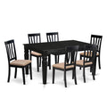 East West Furniture WEAN7-BLK-C 7 Piece Modern Dining Table Set Consist of a Rectangle Wooden Table with Butterfly Leaf and 6 Linen Fabric Upholstered Chairs, 42x60 Inch, Black
