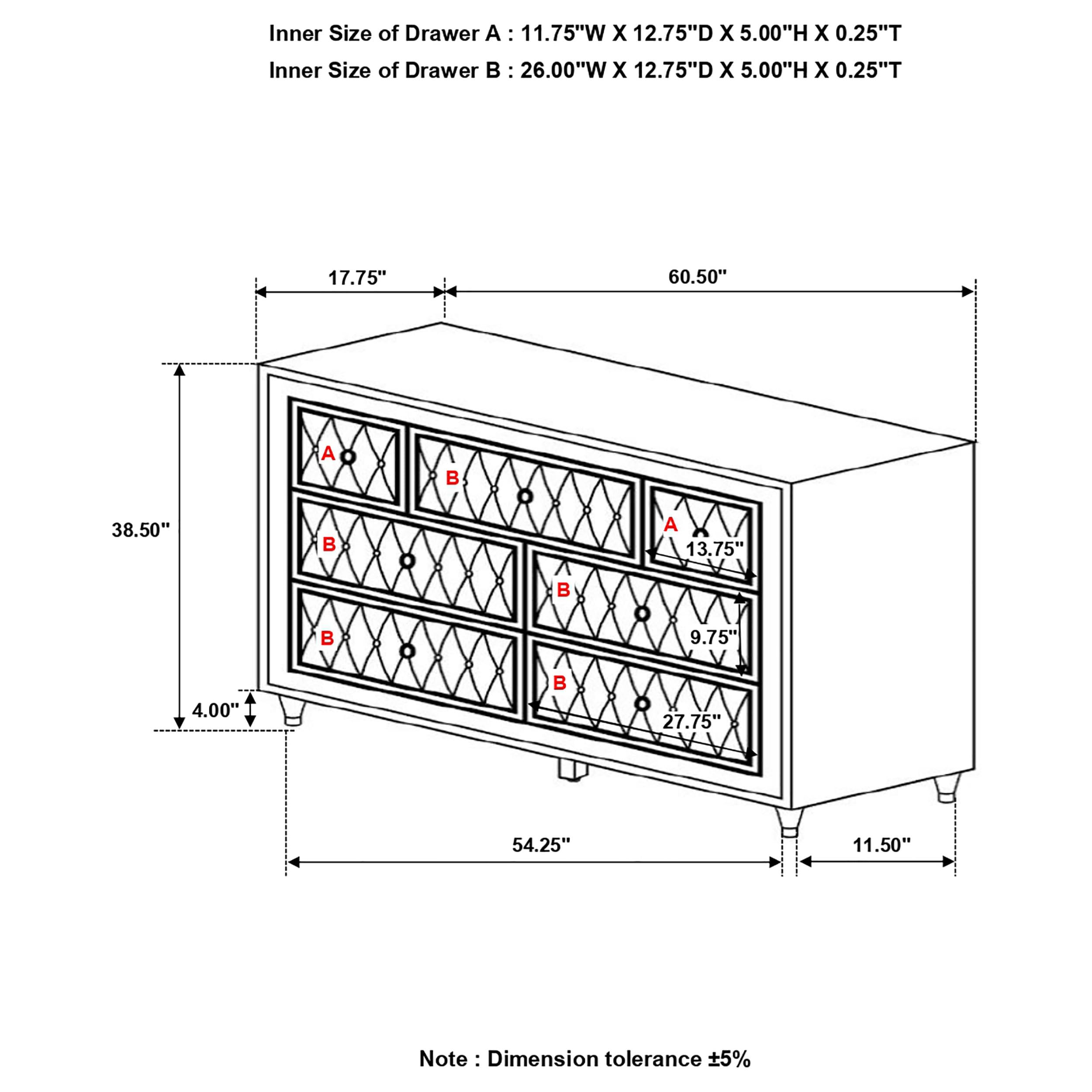 Coaster Home Furnishings Antonella Modern Classic 61-inch 7-Drawer Bedroom Dresser Clothing Storage Cabinet Wide Chest of Drawers Organizer Unit Ivory and Camel 223523